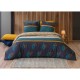 Housse de couette Vegas bleu et or 220x240 | 100% Coton Percale 71 fils