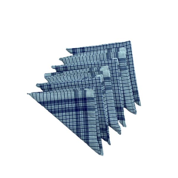 lot de 6 mouchoirs de Travail petits carreaux bleu et blanc dimension poche