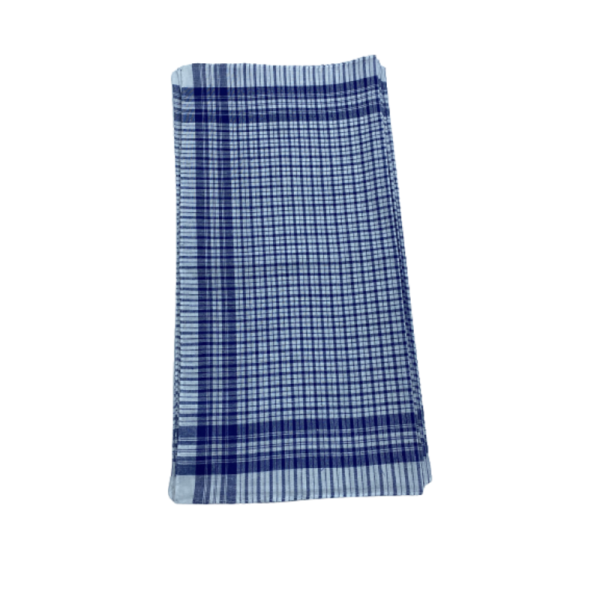 lmouchoirs de travail bleu et blanc petits carreaux plié en deux