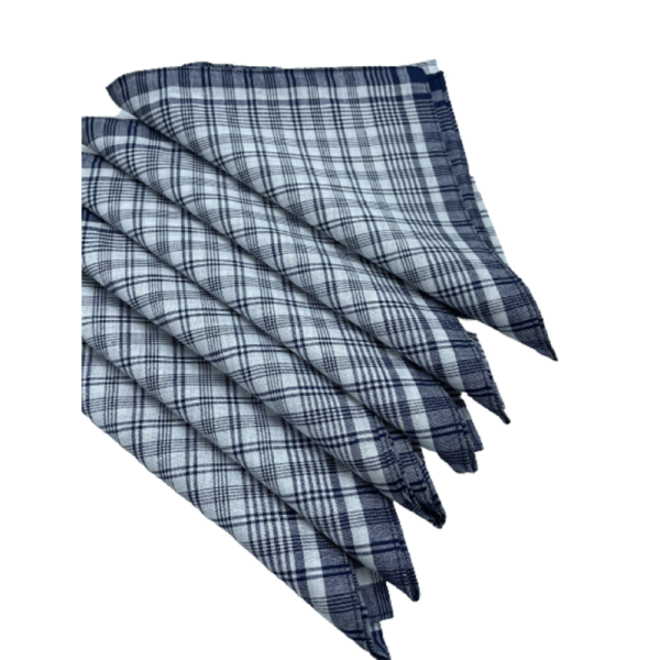 Lot de 12 Mouchoirs de Travail grands carreaux Bleu et Blanc 100% coton 40x40cm