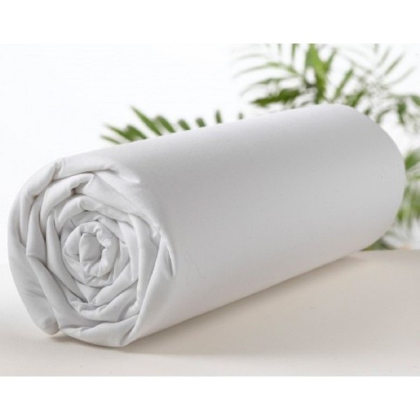 Drap housse blanc pour lit double roulé