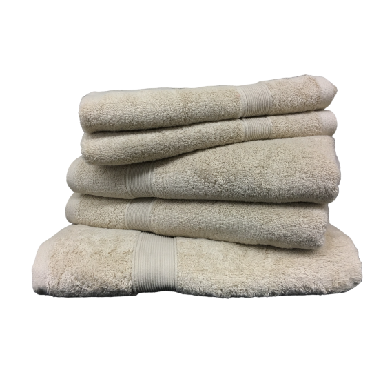 Lot de 5 Grandes Serviettes Eponge 600 g/m²  100 % coton - Beige