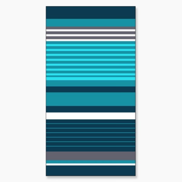 Serviette de plage Rayée Bleue Grise sur fond neutre