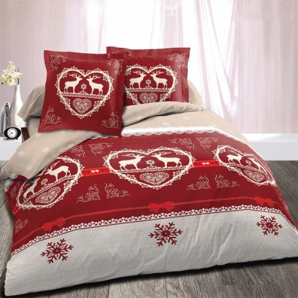 Housse de Couette 220x240 Chalet Winter Rouge