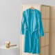 peignoir col châle femme homme coton bambou Bleu canard
