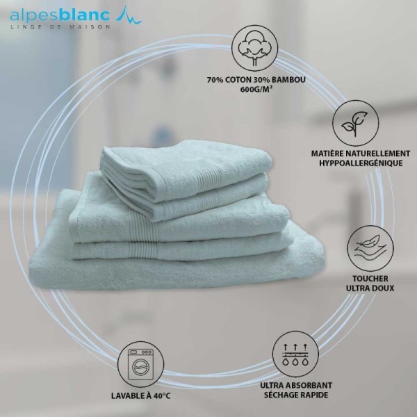 Lot de 5 Grandes Serviettes Eponge 600 g/m²  100 % coton - Marron