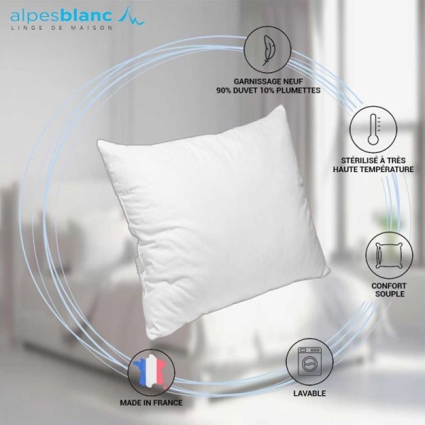 Lot 2 oreillers carrées naturels en Plumes de canard