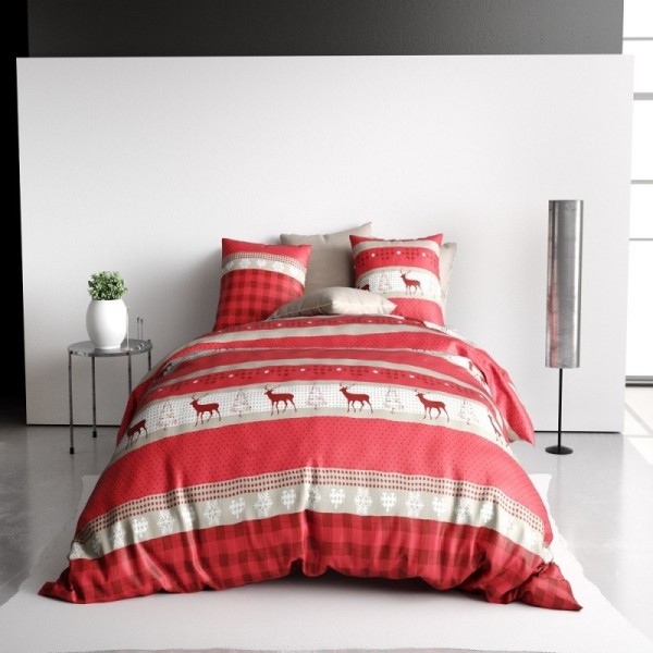 Housse de couette Cerf 260x240 cm + 2 taies pur coton