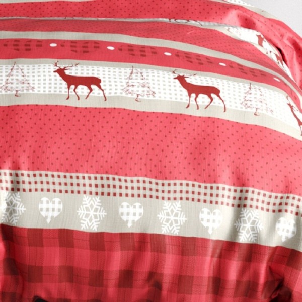 Housse de couette Cerf 260x240 cm + 2 taies pur coton zoom motifs