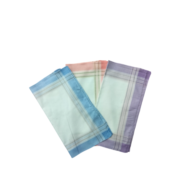 Lot De 6 Mouchoirs Femmes Quadrillés pur coton 3 coloris fond blanc