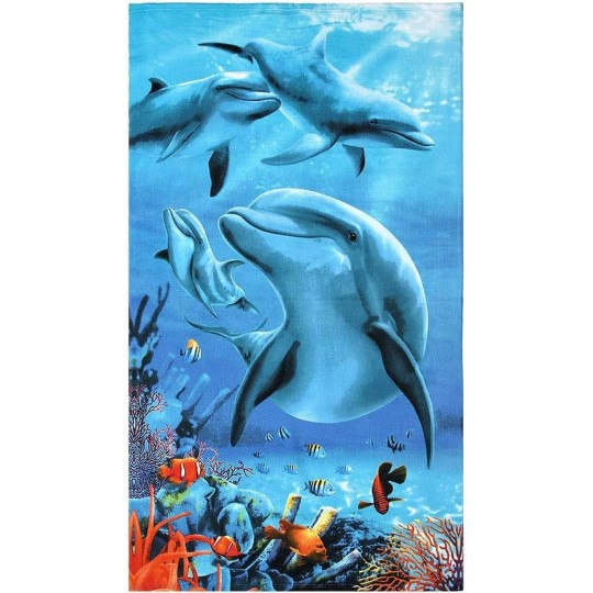 Serviette de plage microfibre dauphins 70x140