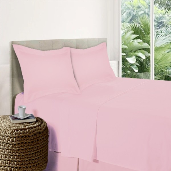 Parure de Draps Percale de coton rose poudré