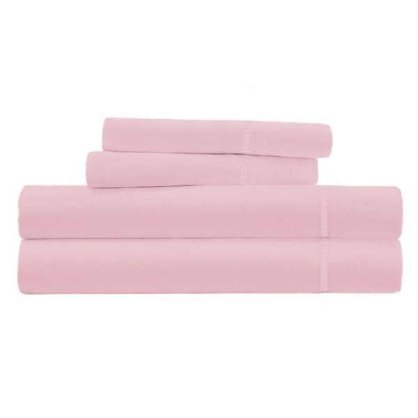 Parure de Draps percale de coton rose poudré 4 pièces