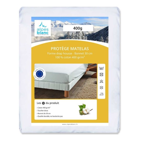 Protège Matelas 400 g/m2 forme drap housse
