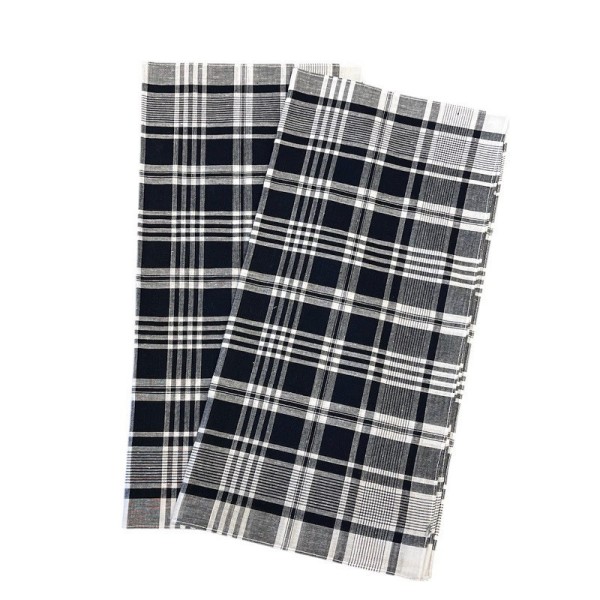 6 mouchoirs de travail à carreaux blanc et bleu foncé 50x50cm