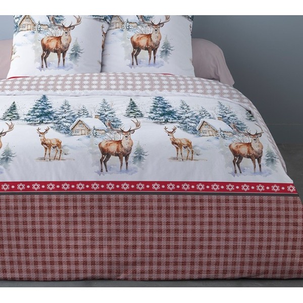 zoom détails sur les finitions et motifs de la housse de couette en flannelle 220x240cm