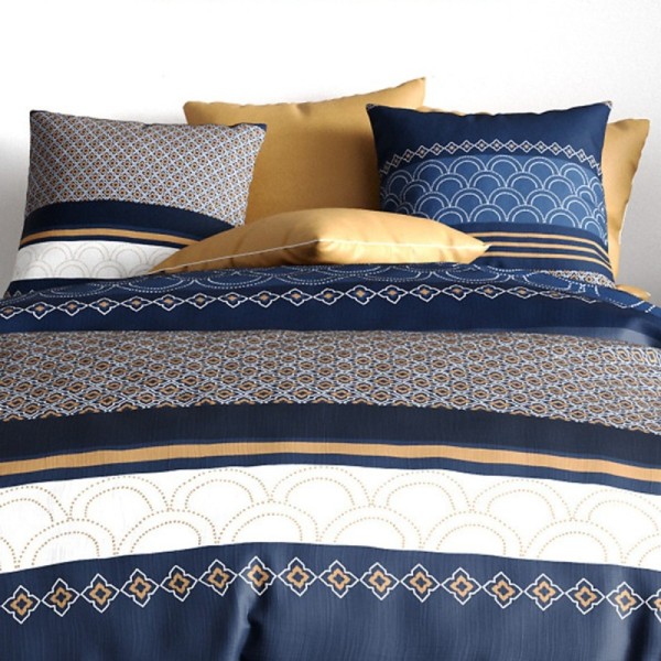 Housse de couette 220x240 Kalypso 100% Coton 57fils/cm² + taies carrées 63x63 cm