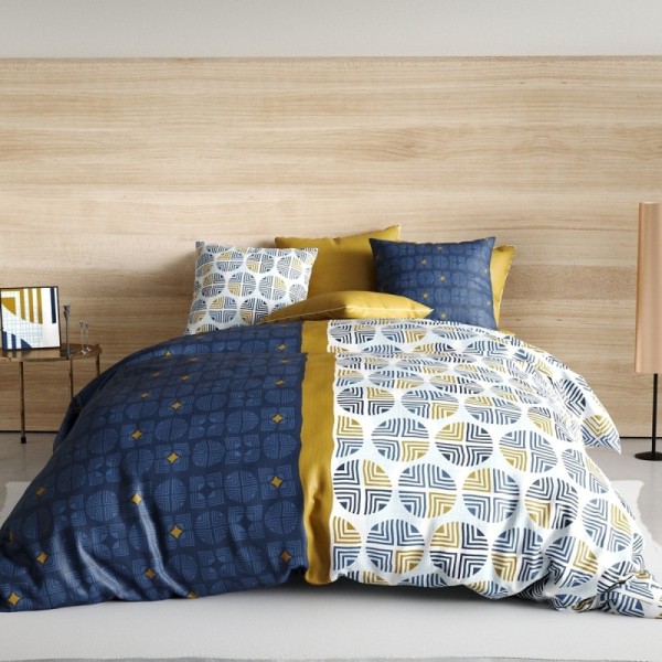 Housse de Couette 220x240 cm Sirius 100% coton + 2 taies 63x63 cm