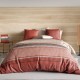 Housse de couette HANA 100% coton percale 71 fils + 2 taies - Rayures terracotta et sable - Style bohème chic - Oeko-Tex