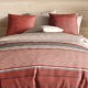Housse de couette HANA 100% coton percale 71 fils + 2 taies - Rayures terracotta et sable - Style bohème chic - Oeko-Tex