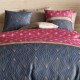 Housse de couette 260x240 cm LILY 100% coton 57 fils - Dessins géométriques violet et fuchsia - 2 taies carrées - Oeko-Tex