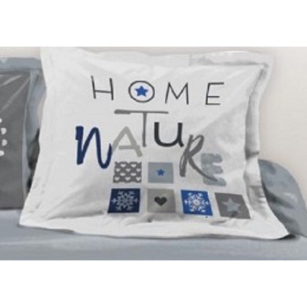 Lot de 2 Taies d'oreillers Placées 65x65cm Cerf des Neiges Bleu