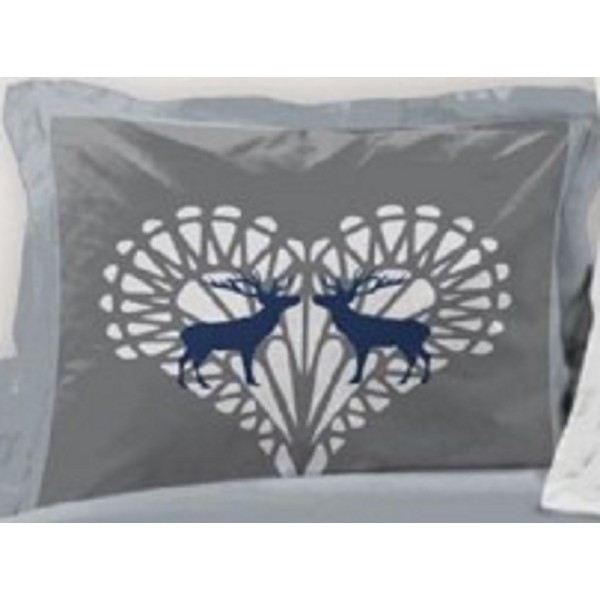 Lot de 2 Taies d'oreillers Placées 65x65cm Cerf des Neiges Bleu