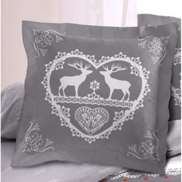 Lot de 2 Taies d'oreillers Placées 65x65cm Montagne Winter Gris